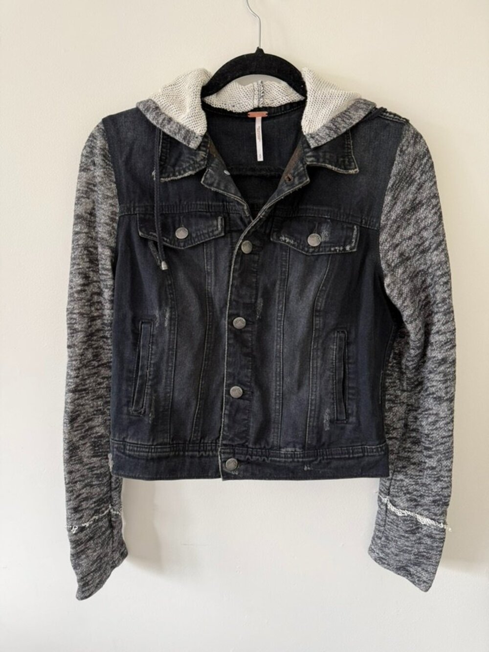 EUC Free People Denim Hoodie Jacket
